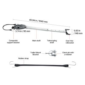 Transom Saver, 24-36 in, Adjustable Boat Transom Saver with Heavy-Duty Head