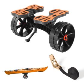 Kayak Cart, 300 lbs Load Capacity, Foldable Kayak Trolley with 10-inch Solid Rubber Tires & 1 Ratchet Strap, Paddle Board Trolley for Carrying Ka