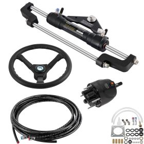 Hydraulic Boat Steering Kit, 300HP Hydraulic Steering Kit Helm Pump, Cylinder, Wheel, 18 Feet Hose Hydraulic Steering Seal Kit