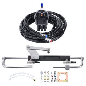 Hydraulic Outboard Steering Kit, 90HP, Marine Boat Hydraulic Steering System, with Helm Pump Two-Way Lock Cylinder and 24 Feet Hydraulic Steering