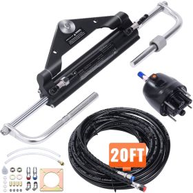 150HP Hydraulic Outboard Steering Kit Boat Marine System, Built-in Two-Way Lock Cylinder, 150HP Pump and High-Strength Nylon Hose for Single Stat