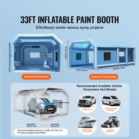 Portable Inflatable Painting Enclosure, Dimensions 32.8 x 21 x 14.8 ft, Equipped with 1100W+750W Robust Air Movers and Air Purification Setup