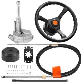 Outboard Steering System 10' Steering Cable Marine Steering System 3/4'' Steering Shaft with 13.5 Inch Wheel Flat Interface Marine Steering Kit f