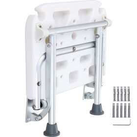 Folding PE Shower Seat, 15.7'' x 14.8'' Unfolded, Wall Mounted Fold Up Shower Bench with 500 lbs Load Capacity
