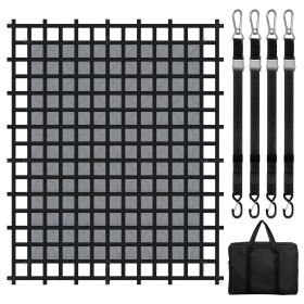 Cargo Net, 120 in x 105 in, Heavy Duty Truck Cargo Net for Truck Bed, 4 Adjustable Straps with Carabiners & S-Hooks, Wear-resistant & Weather-pro