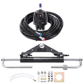 Hydraulic Outboard Steering Kit, 150HP, Marine Boat Hydraulic Steering System (Power: 150 hp, Hose Length: 24 ft)