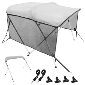 3 Bow Bimini Top Boat Cover, Detachable Mesh Sidewalls, 600D Polyester Canopy with 1" Aluminum Alloy Frame, Includes Storage Boot, 2 Support Pole (size: 6'L x (67"-72")W x 46"H)