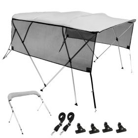 4 Bow Bimini Top Boat Cover, Detachable Mesh Sidewalls, 600D Polyester Canopy with 1" Aluminum Alloy Frame, Includes Storage Boot, 2 Straps (Default: Default)